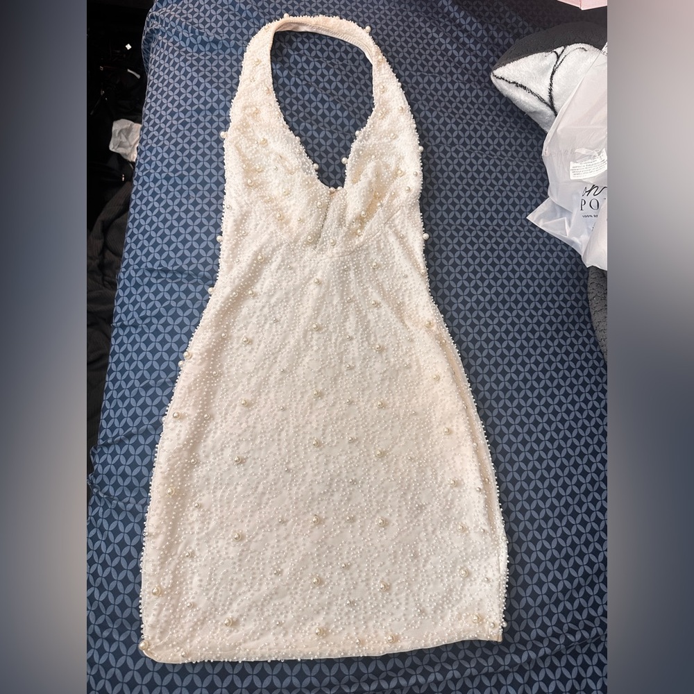 Oh Polly Ivory Pearl Mini Dress